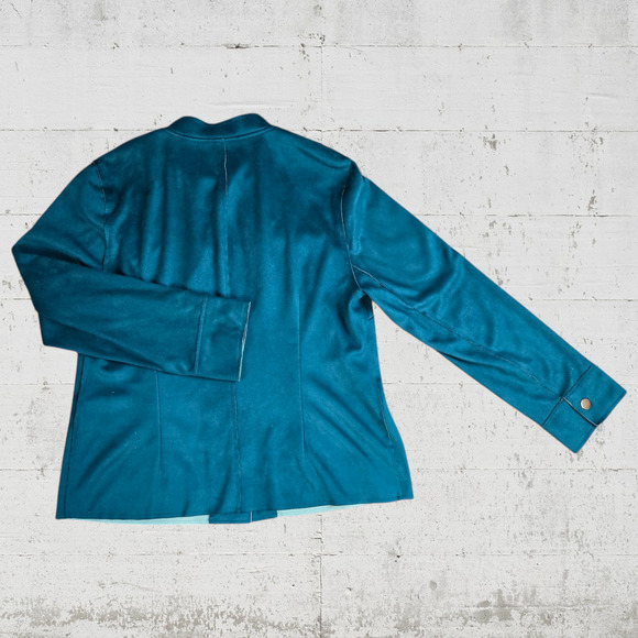 Chicos Teal Green Faux Suede Double Face Button Front Jacket Size 1 Medium - Picture 8 of 8